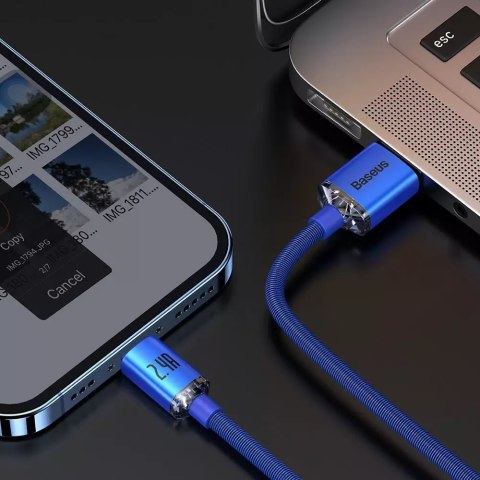Baseus Baseus Crystal Shine Series kabel przewód USB do szybkiego ładowania i transferu danych USB Typ A - Lightning 2,4A 2m niebieski Baseus Baseus Crystal Shine Series kabel przewód USB do szybkiego ładowania i transferu danych USB Typ A - Lightning 2,4A 2m niebieski