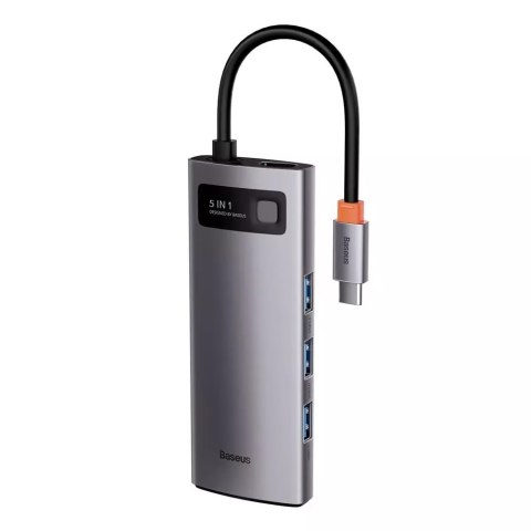 Baseus Baseus Metal Gleam Series multifunkcjonalny HUB USB 5w1 USB Typ C PD 100W HDMI szary (WKWG020013) Baseus Baseus Metal Gleam Series multifunkcjonalny HUB USB 5w1 USB Typ C PD 100W HDMI szary (WKWG020013)