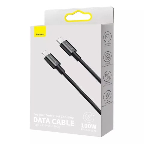 Baseus Baseus Superior kabel przewód USB Typ C - USB Typ C szybkie ładowanie Quick Charge / Power Delivery / FCP 100W 5A 20V 1m czarny Baseus Baseus Superior kabel przewód USB Typ C - USB Typ C szybkie ładowanie Quick Charge / Power Delivery / FCP 100W 5A 20V 1m czarny