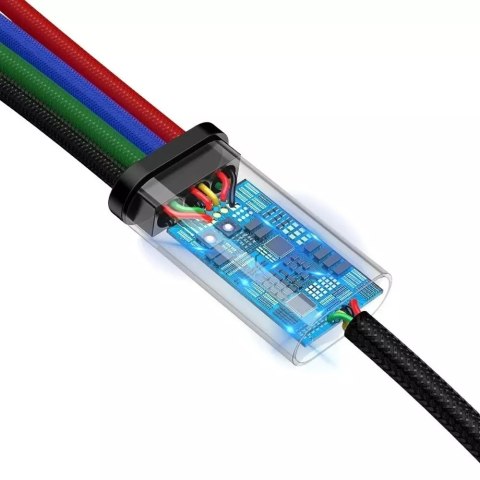 Baseus Baseus kabel przewód USB 4w1 2x Lightning / USB Typ C / micro USB w nylonowym oplocie 3.5A 1.2m czarny (CA1T4-A01) Baseus Baseus kabel przewód USB 4w1 2x Lightning / USB Typ C / micro USB w nylonowym oplocie 3.5A 1.2m czarny (CA1T4-A01)