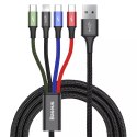 Baseus Baseus kabel przewód USB 4w1 Lightning / 2x USB Typ C / micro USB w nylonowym oplocie 3.5A 1.2m czarny (CA1T4-B01)