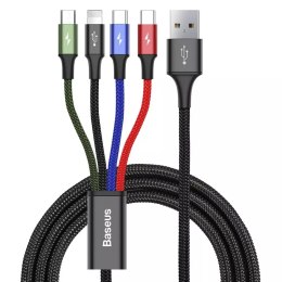 Baseus Baseus kabel przewód USB 4w1 Lightning / 2x USB Typ C / micro USB w nylonowym oplocie 3.5A 1.2m czarny (CA1T4-B01)