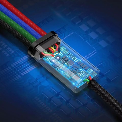 Baseus Baseus kabel przewód USB 4w1 Lightning / 2x USB Typ C / micro USB w nylonowym oplocie 3.5A 1.2m czarny (CA1T4-B01) Baseus Baseus kabel przewód USB 4w1 Lightning / 2x USB Typ C / micro USB w nylonowym oplocie 3.5A 1.2m czarny (CA1T4-B01)