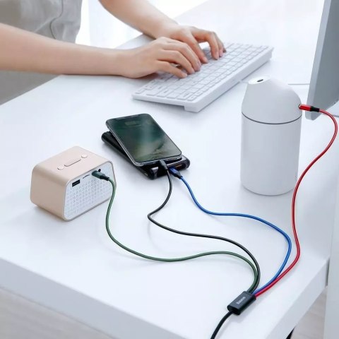 Baseus Baseus kabel przewód USB 4w1 Lightning / 2x USB Typ C / micro USB w nylonowym oplocie 3.5A 1.2m czarny (CA1T4-B01) Baseus Baseus kabel przewód USB 4w1 Lightning / 2x USB Typ C / micro USB w nylonowym oplocie 3.5A 1.2m czarny (CA1T4-B01)