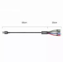 Baseus Baseus kabel przewód USB 4w1 Lightning / 2x USB Typ C / micro USB w nylonowym oplocie 3.5A 1.2m czarny (CA1T4-B01)