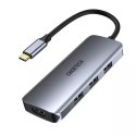 Choetech Choetech 7w1 wielofunkcyjny HUB USB Typ C - 3x USB 3.2 Gen 1 / czytnik kart SD i TF / HDMI 4K 30Hz / USB Typ C szary (HUB-M19 gr