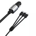 Dudao Dudao 3w1 ładowarka samochodowa USB 3,4 A wbudowany kabel Lightning / USB Typ C / micro USB czarny (R5ProN black)