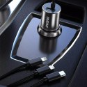 Dudao Dudao 3w1 ładowarka samochodowa USB 3,4 A wbudowany kabel Lightning / USB Typ C / micro USB czarny (R5ProN black)