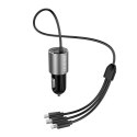 Dudao Dudao 3w1 ładowarka samochodowa USB 3,4 A wbudowany kabel Lightning / USB Typ C / micro USB czarny (R5ProN black)