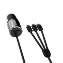 Dudao Dudao 3w1 ładowarka samochodowa USB 3,4 A wbudowany kabel Lightning / USB Typ C / micro USB czarny (R5ProN black)
