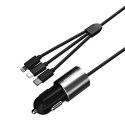 Dudao Dudao 3w1 ładowarka samochodowa USB 3,4 A wbudowany kabel Lightning / USB Typ C / micro USB czarny (R5ProN black)