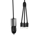 Dudao Dudao 3w1 ładowarka samochodowa USB 3,4 A wbudowany kabel Lightning / USB Typ C / micro USB czarny (R5ProN black)