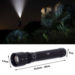 ProducentTymczasowy Latarka taktyczna ręczna szperacz wojskowa P58 CREE XHP50 ZOOM 5 Trybów pracy 1000m Czarna