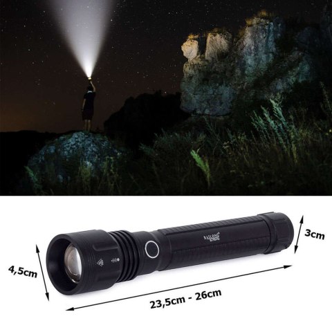 ProducentTymczasowy Latarka taktyczna ręczna szperacz wojskowa P58 CREE XHP50 ZOOM 5 Trybów pracy 1000m Czarna ProducentTymczasowy Latarka taktyczna ręczna szperacz wojskowa P58 CREE XHP50 ZOOM 5 Trybów pracy 1000m Czarna