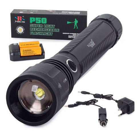 ProducentTymczasowy Latarka taktyczna ręczna szperacz wojskowa P58 CREE XHP50 ZOOM 5 Trybów pracy 1000m Czarna ProducentTymczasowy Latarka taktyczna ręczna szperacz wojskowa P58 CREE XHP50 ZOOM 5 Trybów pracy 1000m Czarna