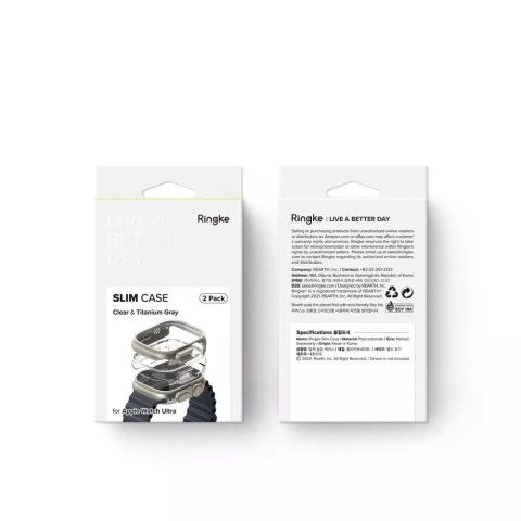 Ringke RINGKE SLIM 2-PACK APPLE WATCH ULTRA (49 MM) CLEAR & TITANIUM GREY Ringke RINGKE SLIM 2-PACK APPLE WATCH ULTRA (49 MM) CLEAR & TITANIUM GREY