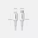 UGreen Ugreen kabel przewód USB Typ C - Lightning MFI 1m 3A 18W biały (10493)