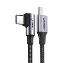 UGreen Ugreen kątowy kabel przewód USB Typ C - USB Typ C Power Delivery 60 W 20 V 3 A 1 m czarno-szary (US255 50123)