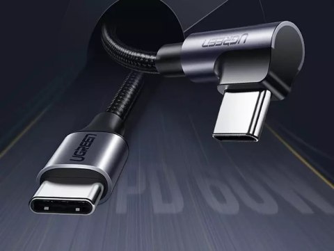 UGreen Ugreen kątowy kabel przewód USB Typ C - USB Typ C Power Delivery 60 W 20 V 3 A 1 m czarno-szary (US255 50123) UGreen Ugreen kątowy kabel przewód USB Typ C - USB Typ C Power Delivery 60 W 20 V 3 A 1 m czarno-szary (US255 50123)