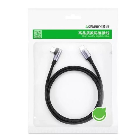 UGreen Ugreen kątowy kabel przewód USB Typ C - USB Typ C Power Delivery 60 W 20 V 3 A 1 m czarno-szary (US255 50123) UGreen Ugreen kątowy kabel przewód USB Typ C - USB Typ C Power Delivery 60 W 20 V 3 A 1 m czarno-szary (US255 50123)