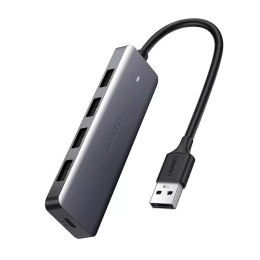 UGreen Ugreen rozdzielacz HUB USB - 4x USB 3.2 Gen 1 z portem zasilania micro USB szary (CM219 50985)