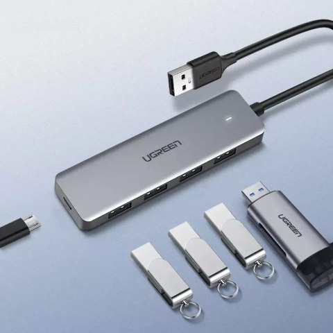 UGreen Ugreen rozdzielacz HUB USB - 4x USB 3.2 Gen 1 z portem zasilania micro USB szary (CM219 50985) UGreen Ugreen rozdzielacz HUB USB - 4x USB 3.2 Gen 1 z portem zasilania micro USB szary (CM219 50985)