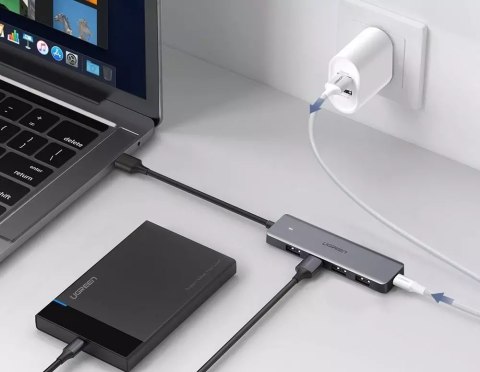 UGreen Ugreen rozdzielacz HUB USB - 4x USB 3.2 Gen 1 z portem zasilania micro USB szary (CM219 50985) UGreen Ugreen rozdzielacz HUB USB - 4x USB 3.2 Gen 1 z portem zasilania micro USB szary (CM219 50985)