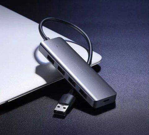 UGreen Ugreen rozdzielacz HUB USB - 4x USB 3.2 Gen 1 z portem zasilania micro USB szary (CM219 50985) UGreen Ugreen rozdzielacz HUB USB - 4x USB 3.2 Gen 1 z portem zasilania micro USB szary (CM219 50985)