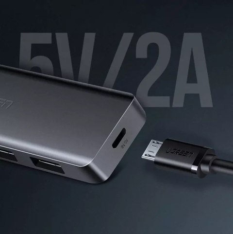 UGreen Ugreen rozdzielacz HUB USB - 4x USB 3.2 Gen 1 z portem zasilania micro USB szary (CM219 50985) UGreen Ugreen rozdzielacz HUB USB - 4x USB 3.2 Gen 1 z portem zasilania micro USB szary (CM219 50985)