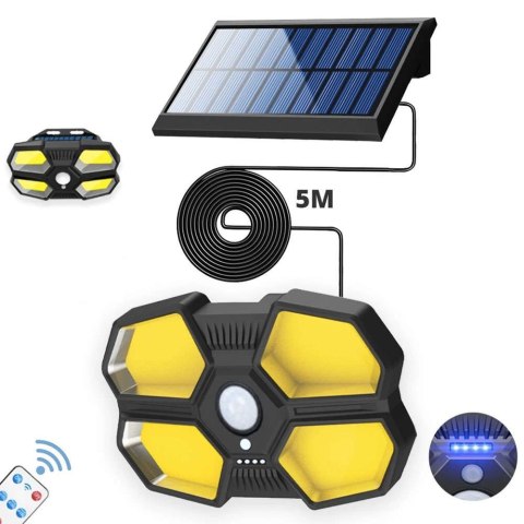 ProducentTymczasowy Lampa solarna wodoodporna ścienna 180 COB LED z czujnikiem ruchu PIR + Pilot ProducentTymczasowy Lampa solarna wodoodporna ścienna 180 COB LED z czujnikiem ruchu PIR + Pilot