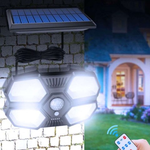 ProducentTymczasowy Lampa solarna wodoodporna ścienna 180 COB LED z czujnikiem ruchu PIR + Pilot ProducentTymczasowy Lampa solarna wodoodporna ścienna 180 COB LED z czujnikiem ruchu PIR + Pilot