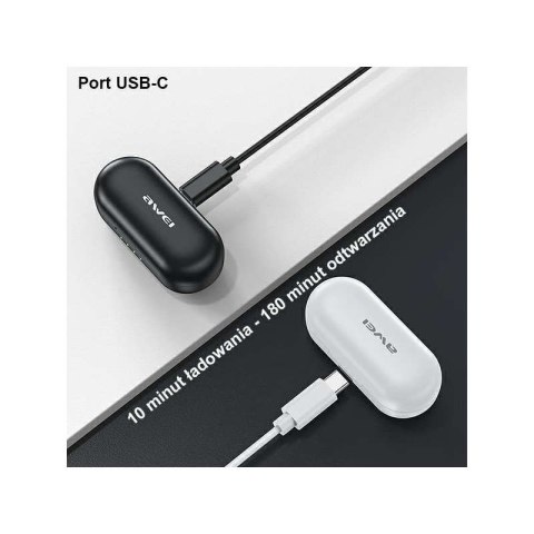 Awei AWEI Słuchawki bezprzewodowe Bluetooth 5.1 T13 Pro TWS + stacja dokująca Czarne Awei AWEI Słuchawki bezprzewodowe Bluetooth 5.1 T13 Pro TWS + stacja dokująca Czarne