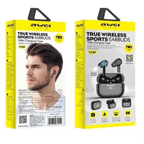 Awei AWEI Słuchawki bezprzewodowe Bluetooth 5.1 T29P TWS + stacja dokująca Czarne Awei AWEI Słuchawki bezprzewodowe Bluetooth 5.1 T29P TWS + stacja dokująca Czarne