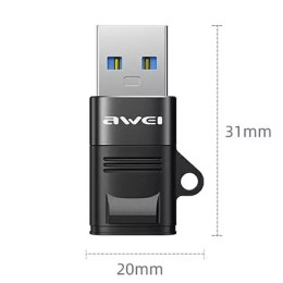Awei Adapter AWEI CL-13 USB-C/USB-A czarny/black