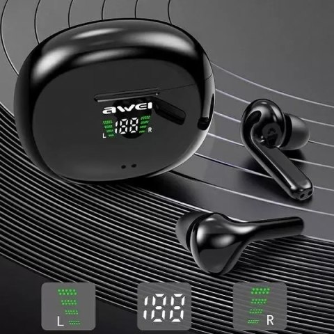 Awei AWEI słuchawki Bluetooth 5.0 T15P TWS + stacja dokująca czarny/black Awei AWEI słuchawki Bluetooth 5.0 T15P TWS + stacja dokująca czarny/black