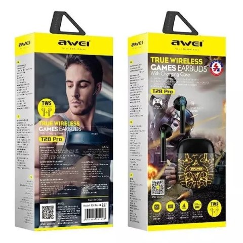 Awei AWEI słuchawki Bluetooth 5.0 T28 Pro TWS + stacja dokująca czarny/black Awei AWEI słuchawki Bluetooth 5.0 T28 Pro TWS + stacja dokująca czarny/black