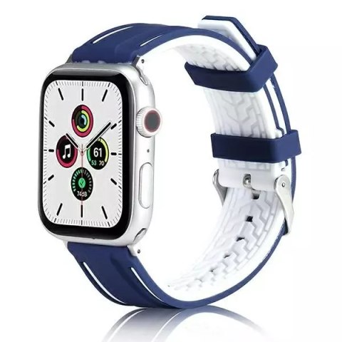 ProducentTymczasowy Pasek do smartwatcha Beline Solid Silicone do Apple Watch 38/40/41mm granatowo-biały navy/white ProducentTymczasowy Pasek do smartwatcha Beline Solid Silicone do Apple Watch 38/40/41mm granatowo-biały navy/white