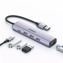UGreen HUB UGREEN wielofunkcyjny adapter HUB USB 3.0 - 3 x USB / Ethernet RJ-45 / USB Typ C PD szary (CM475)