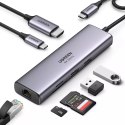 UGreen Wielofunkcyjny HUB UGREEN 7w1 USB Typ C - 2x USB 3.2 Gen 1 / HDMI 4K 60Hz / czytnik kart SD i TF / USB Typ C PD 100W / RJ45 100