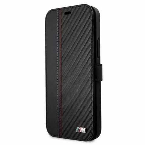 BMW Etui BMW BMFLBKP12SMCARBK do iPhone 12 mini 5,4" book M Collection PU Carbon Stripe czarny/black