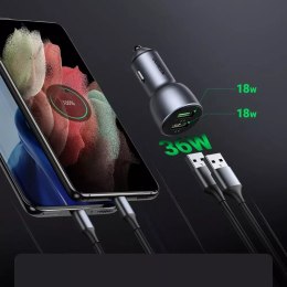 UGreen Szybka ładowarka samochodowa UGREEN 2x USB 36W Quick Charge SCP FCP AFC szary (CD213 10144)