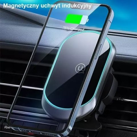 Usams Uchwyt samochodowy do telefonu indukcyjny USAMS Magnetyczny Wireless Charging 15W do kratki went. CD182ZJ01 (US-CD182) czarny/bl Usams Uchwyt samochodowy do telefonu indukcyjny USAMS Magnetyczny Wireless Charging 15W do kratki went. CD182ZJ01 (US-CD182) czarny/bl