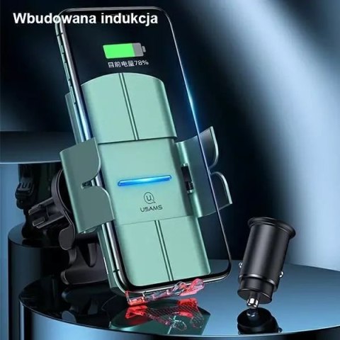 Usams Uchwyt samochodowy do telefonu indukcyjny USAMS US-CD133 10W Automatic do kratki went. Starod CD133ZJ02 zielony/green Usams Uchwyt samochodowy do telefonu indukcyjny USAMS US-CD133 10W Automatic do kratki went. Starod CD133ZJ02 zielony/green