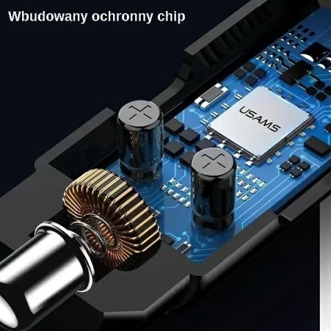 Usams Zestaw głośnomówiący do auta USAMS C21 z transmiterem FM, Bluetooth 5.0, MP3, 2xUSB 3,4A CC115GC01 (US-CC115) czarny/black Usams Zestaw głośnomówiący do auta USAMS C21 z transmiterem FM, Bluetooth 5.0, MP3, 2xUSB 3,4A CC115GC01 (US-CC115) czarny/black