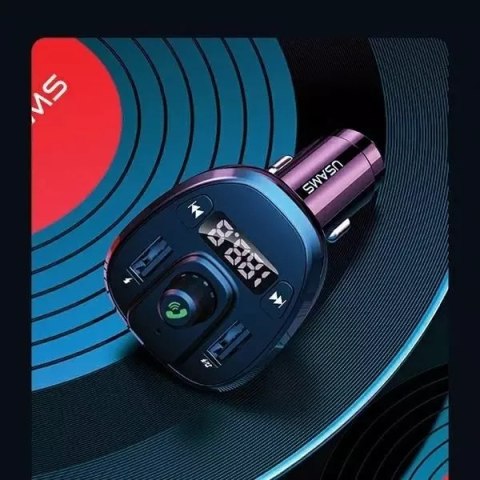 Usams Zestaw głośnomówiący do auta USAMS C21 z transmiterem FM, Bluetooth 5.0, MP3, 2xUSB 3,4A CC115GC01 (US-CC115) czarny/black Usams Zestaw głośnomówiący do auta USAMS C21 z transmiterem FM, Bluetooth 5.0, MP3, 2xUSB 3,4A CC115GC01 (US-CC115) czarny/black