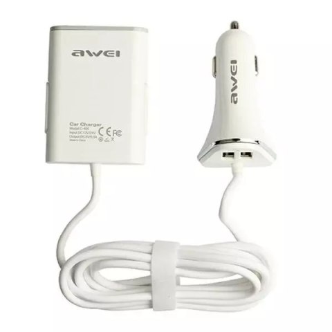 Awei AWEI ładowarka samochodowa C-400 9.6A 4xUSB High Speed biały/white