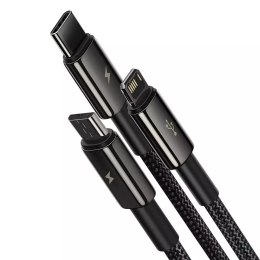 Baseus Baseus Tungsten 3w1 kabel USB - USB Typ C / Lightning / micro USB 3,5 A 1,5 m czarny (CAMLTWJ-01)