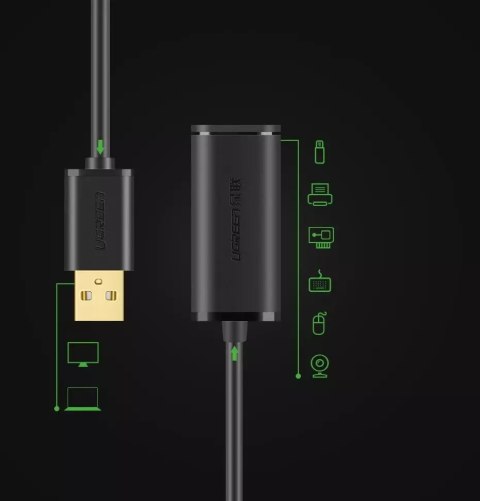 UGreen Kabel UGREEN aktywny przedłużacz USB 2.0 480 Mbps 5 m czarny (US121 10319) UGreen Kabel UGREEN aktywny przedłużacz USB 2.0 480 Mbps 5 m czarny (US121 10319)