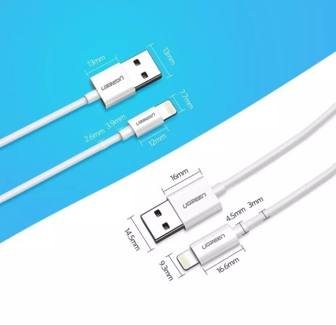 UGreen Ugreen kabel przewód USB - Lightning MFI 2m 2,4A biały (20730) UGreen Ugreen kabel przewód USB - Lightning MFI 2m 2,4A biały (20730)