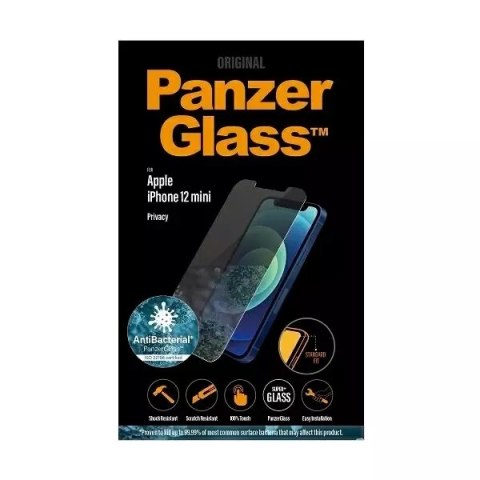 PanzerGlass Szkło PanzerGlass Standard Super+ do iPhone 12 Mini Privacy Antibacterial PanzerGlass Szkło PanzerGlass Standard Super+ do iPhone 12 Mini Privacy Antibacterial